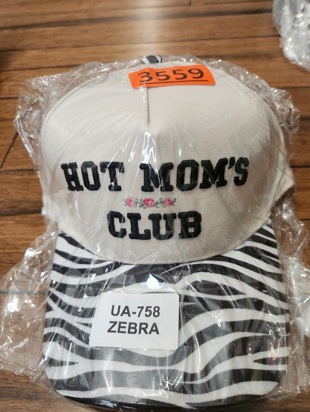 Hot Mom's Club Zebra Baseball Cap - Cream & Black